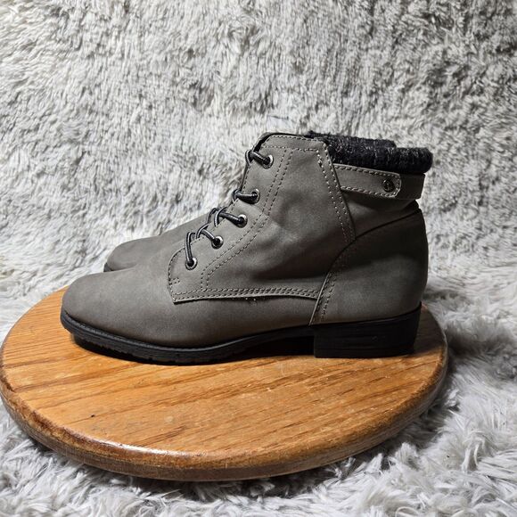 Sporto Womens Size 10-11M Jenny Faux Suede Lace-Up Ankle Grey Combat Boots - Picture 2 of 11